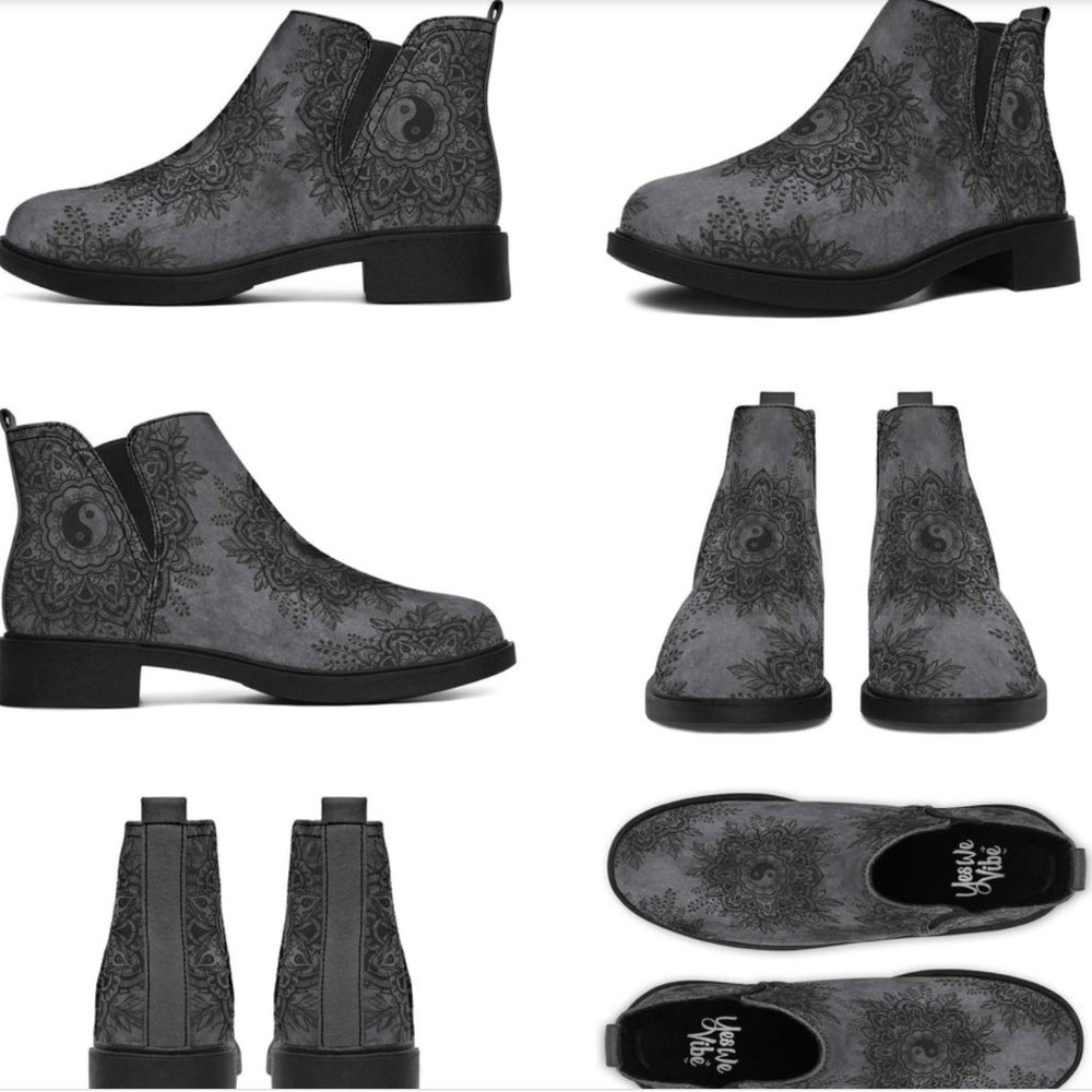 Yin Yang Mandala Gray Yes We Vibe Boots